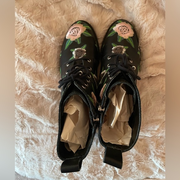 Rebecca Minkoff Gerry Embroidered Floral Leather Combat Boots - Picture 5 of 9
